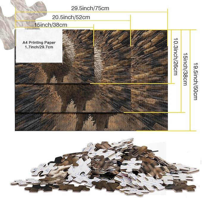 Sheep 500 Pieces 3D Animal Thickened Wooden Jigsaw Puzzles Adults Fun Toy Intellectual Game Home Decoration Education Game Stress Relief Toy Premium & Durable 500pcs (52x38cm)