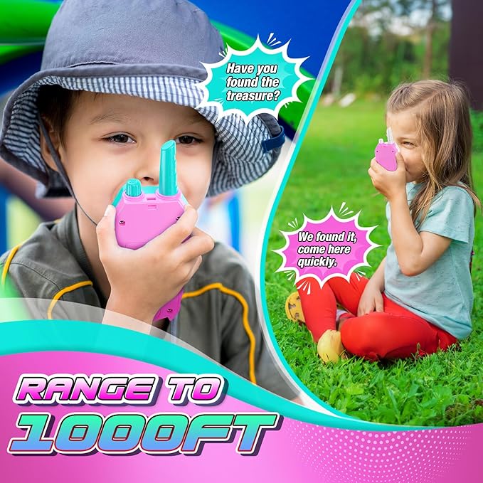 Cool Walkie Talkies for Girls Kids: Christmas Birthday Toys Gifts for 3 4 5 6 7 8 Year Old Girls Toys Ages 6-8 Kids Walkie Talkies 2 Pack Outdoor Stocking Stuffers Toy for 3-8 Year Old Girl Gift