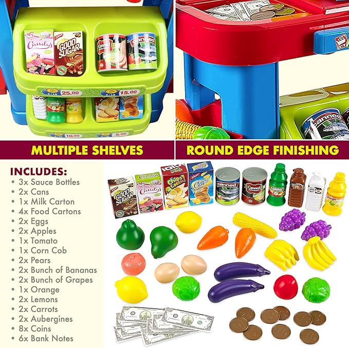 MEDca Creative Time Kids Supermarket Super Fun Playset with Shopping Cart