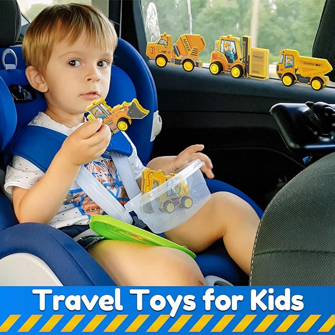 Oriate Rolling Construction Toys for Magnetic Tiles, 5pcs Construction Vehicle Toys Compatible with Magnet Tiles, Kids Trucks for Magnetic Building Blocks Magnetic Tiles, Educational Gift Boys Girls