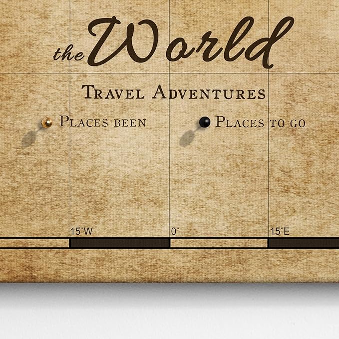 Canvas World Map with Cork Pin Board - English Lettering - Decorative Wall Decoration for All Rooms - Canvas Pictures with World Map Motif (120x80 cm, Pattern 1)