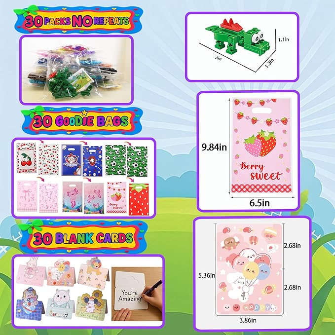30 Pack Bulk Party Favors for Kids – Mini Ocean Animal Building Blocks Toys Set Compatible with Major Brands,Birthday,Bag Fillers Easter,Christmas,Valentine's Day Gifts for Boys Girls Ages 6-12