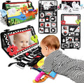 Tummy Time Mirror Newborn Toys: Black and White Infant Tummy Time Toys 0-3 0-6 6-12 Months Babies High Contrast Baby Toy with Baby Book & Teethers Montessori Sensory Floor Toy for Boy Girl Baby Gifts