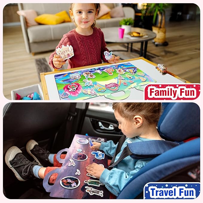3 Sets Reusable Sticker Books for Toddlers 1-3, Removable Jelly Sticker Books for Kids 2-4 Years, Toddler Travel Toys Activity Book Trip Essentials for Kids- Animal, Dinosaurs and Vehicle