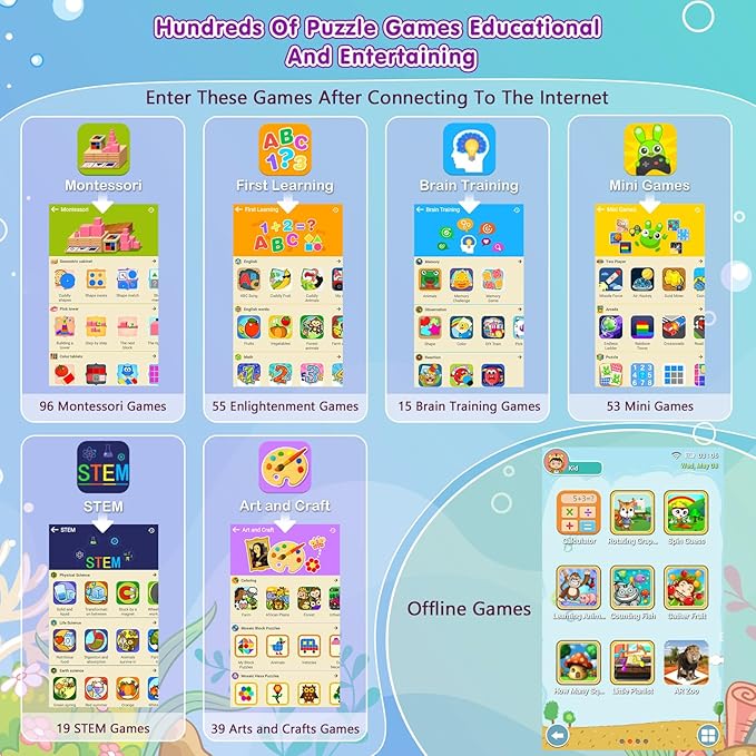 VATOS Kids Smart Phone Toy for Girls Boys 3 4 5 6 7 8 9 Years Old, 4" Large Touchscreen Mermaid Style Kids Cell Phone with Dual Camera, Music Player, Puzzle Game, 8GB Memory Learning Toy Birthday Gift