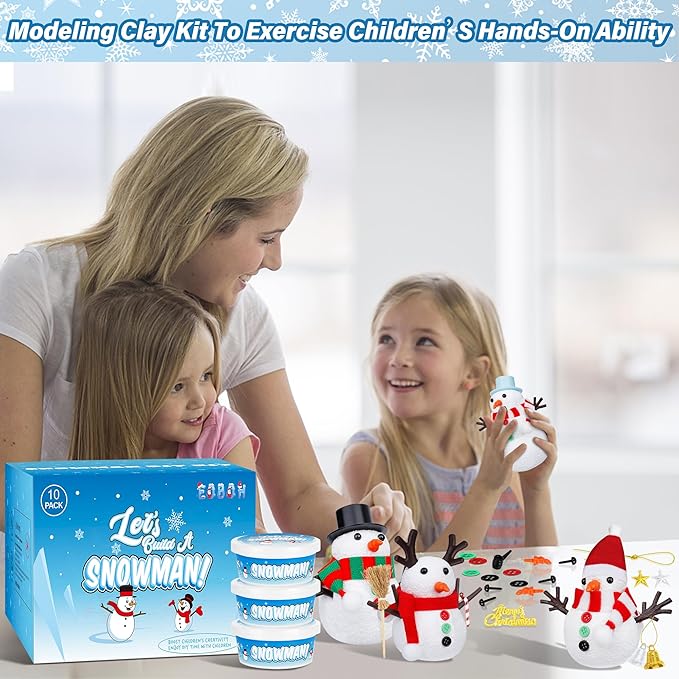 20 Pack Snowman Kit, DIY Christmas Craft for Kids, Build a Snowman Kit Indoors Decorations, Creative Air Dry Clay Modeling Crafts Kit for School Winter Party Activities, Christmas Perfect Kids