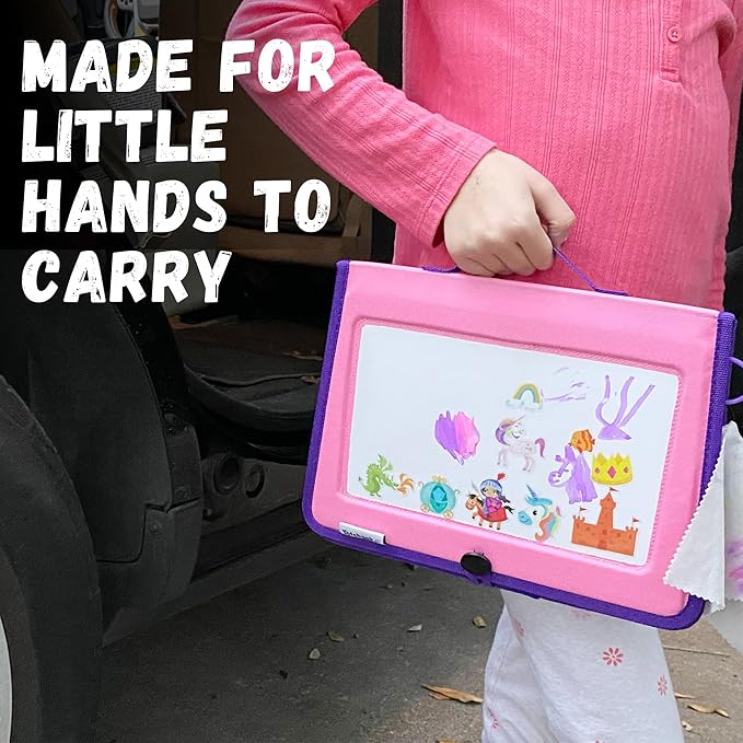 Totebook Kids Travel Educational Activity Book with Washable Markers - Car and Airplane Activities, Learning Toys for Toddlers- Reusable Stickers for Ages 4, 5, 6 (Princess & Extra Jungle Book)