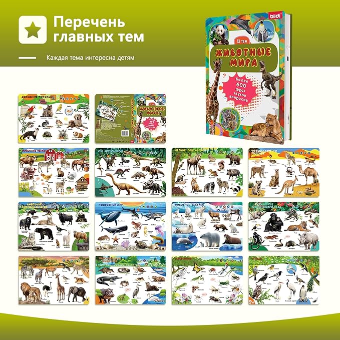 Russian Interactive Talking Book for Toddler 3-5,USB-C Rechargeable Sound Book with 600+ Sounds,171 Animal,Autism Sensory Toy for Kid,Russian Learning Book for Boys Girls Holiday Birthday Gift