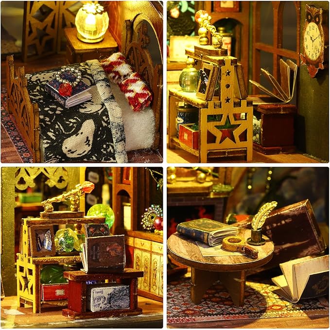 Miniature Dollhouse Kits, Tiny House Kit and Light, Doll House Kits for Adults to Building, Unique Gift for Birthday Christmas Day, Time Castle
