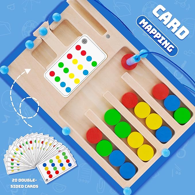 FCSONU Kids Magnetic Color Matching Puzzle Board Toys, Toddler Montessori Toys for 3 4 5 6 Years Old Boy Girls Birthday Gifts, Wooden Sensory Autistic Puzzle Maze Game Age 3-6, Preschool Activities