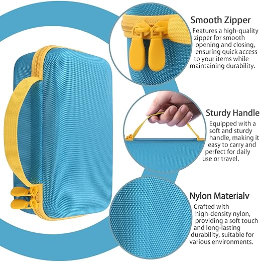 co2CREA Storage Organizer Case for 3D Printing Pen Set, Compatible with SCRIB3D P1/Advanced, MYNT3D Super/Advanced, 3Doodler Start+/Flow/PRO and Filament Refill（Blue Case + Yellow Zipper）