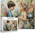1000 Piece Angel GILR Flowers Jigsaw Puzzle Pixie Boy Wings Jigsaw Puzzles for Adults Elfin Garden Home Decoration Family Puzzle Perfect for Game Nights Ideal Gift Choice 20 x 27 Inch