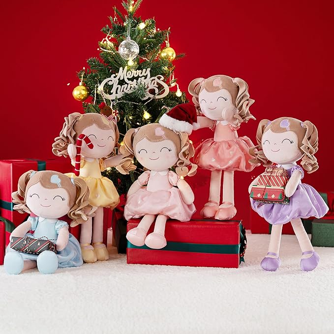 Gloveleya Baby Doll Gifts Plush Curly Girl Toys with Love 16" Orange