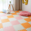 Foam Play Mat for Baby, 0.4 Inch Thick Foam Interlocking Floor Mats, Soft Non-Toxic Baby Playmat, Solid Colored Puzzle Play Mat Kids Floor Mats, 16 Tiles, White/Orange/Loli Pink