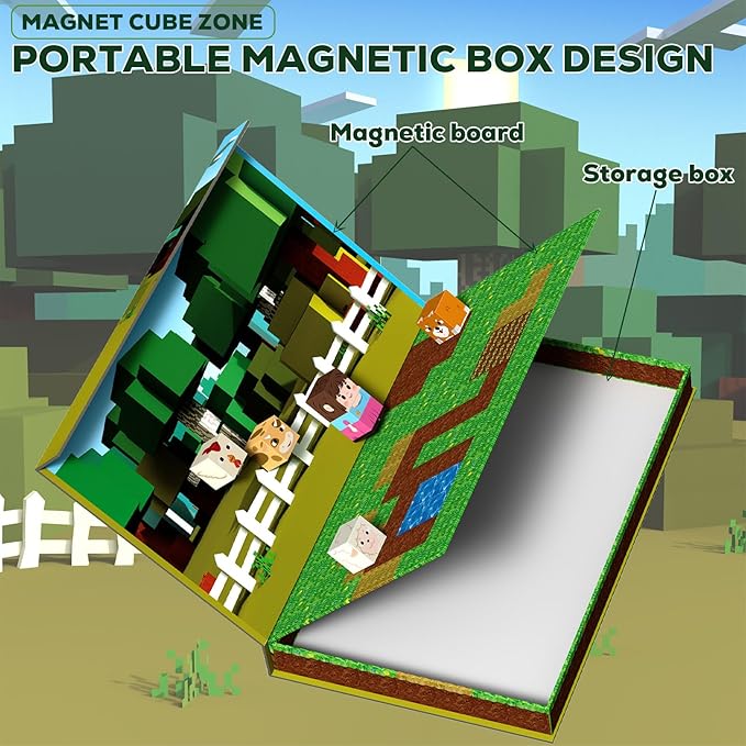 Magnetic Blocks 100 Pieces for Kids Magnetic Tiles, 3D Sensory Construction Building Toys for Toddlers, Farm Animal Magnet Cubes Tree Forest Stacking Toys Games for Ages 3-12