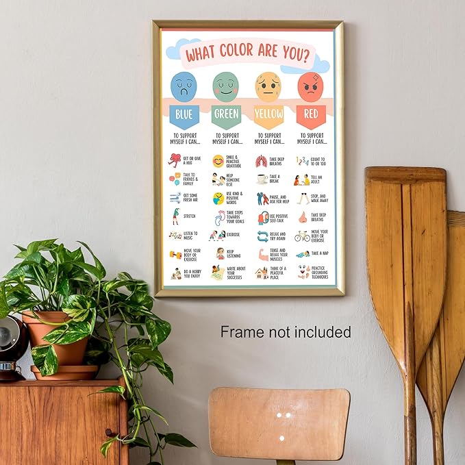Mental Health Canvas Wall Art Feelings Chart Emotions PosterAwareness Preschool Emotions Faces Calm Prints Calm Down Corner Home for Kids Room Classroom Wall Decor 12x16in Unframed
