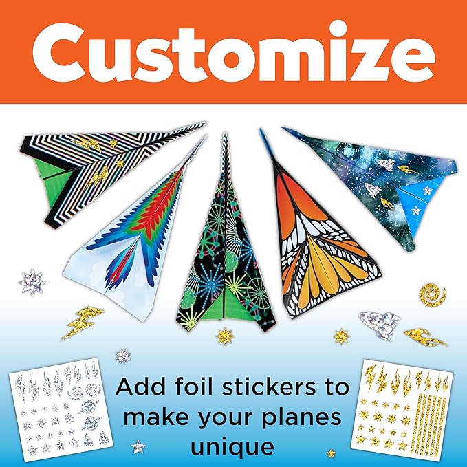 Creativity for Kids Stunt Squadron Fold & Launch Paper Airplanes: Create 80 Paper Airplanes, STEM Science Kit for Kids, Airplane Craft Kit for Kids, Gifts and Toys for Boys (Ages 6+)