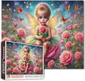 Tucocoo Rose Fairy 1000 Piece Jigsaw Puzzle for Adults, Elf Girl Sitting on Flower with Butterflies – Fantasy Puzzle for Relaxation and Stress Relief, Whimsical Magical Scene Puzzles Gift Wall Art