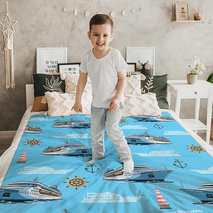 Blanket for Kids Adults Boys Ship Throw Blankets, 30x40 Inches Comfy Ship Cute Decor Throw for Sofa Chair Couch Bed