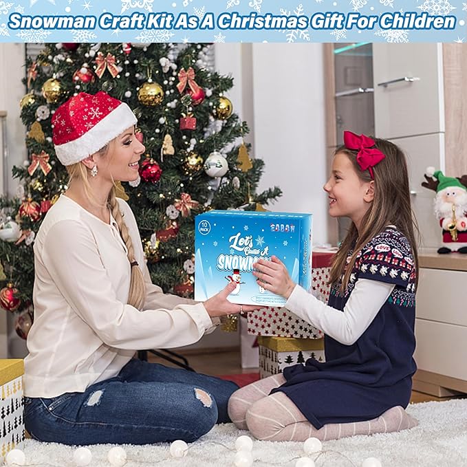 Snowman Crafts for Kids, 10 Pack Christmas Craft DIY Snowman Kit, Build a Snowman Kit Indoor Decorations, Creative Kids Air Dry Modeling Clay, Snowman Making Kit Toys Activities Party Supplies
