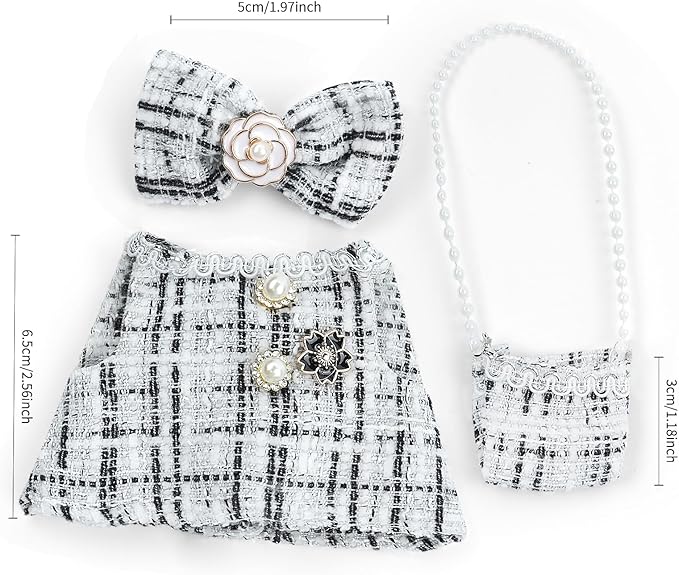 17cm Doll Clothes Set-Adorable Outfits for Dolls-Stylish Accessaries Clothes Dress-Up-Replaceable Clothing Collections, Includes Hat, Top, Skirt(White-Style A)