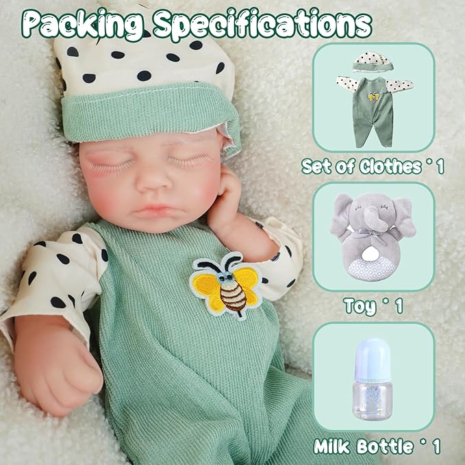 Boy 12.2 Inch, Full Silicone Baby Doll, Realistic Baby Dolls, Realistic Veins & Sleeping Pose, Not Vinyl, Reborn Baby Dolls Silicone Full Body, Gift Set