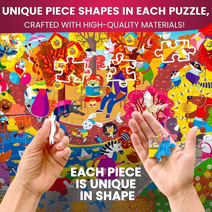 QUOKKA 100 Piece Puzzles for Kids Ages 8-10 - 3 X Set Puzzles for Kids Ages 4-6 - Toy for Learning Animals and Cars for 5-8 Year Old – Toddler Game Gift for Boy and Girl