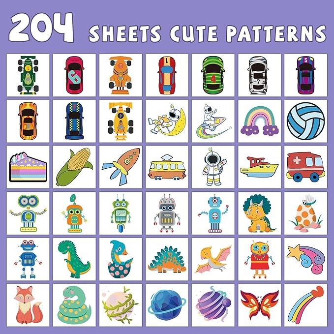 EMOME 204 Sheets Temporary Tattoos for Kids, Individually Wrapped Tattoos for Boys Girls Birthday Party Favors Supplies Goodie Bag Stuffers, Waterproof Kids Fake Tattoos Stickers