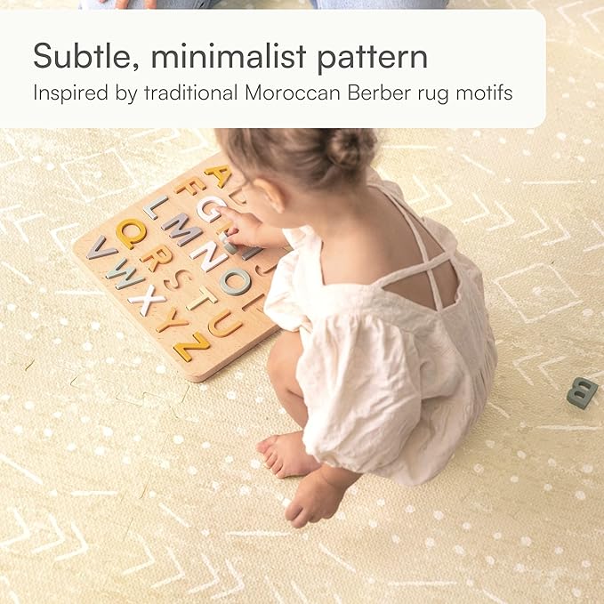 Baby Play Mat for Floor – 4x6ft Beige | Soft Non Toxic Premium EVA Foam Tiles for Tummy Time, Crawling & Playroom – Waterproof Interlocking Floor Mat for Babies & Toddlers by Lillefolk (6 Tiles)