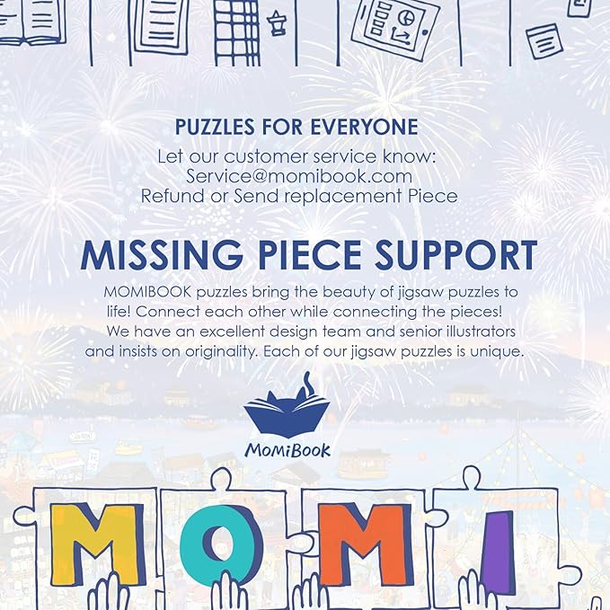 MOMIBOOK Puzzles for Adults 2000 Pieces Jigsaw Puzzles of Fireworks Night Tour, Colorful Powder Painting Image Chinese Twon Challenging Hard Impossible Puzzle Unique Party Christmas Birthday Gifts