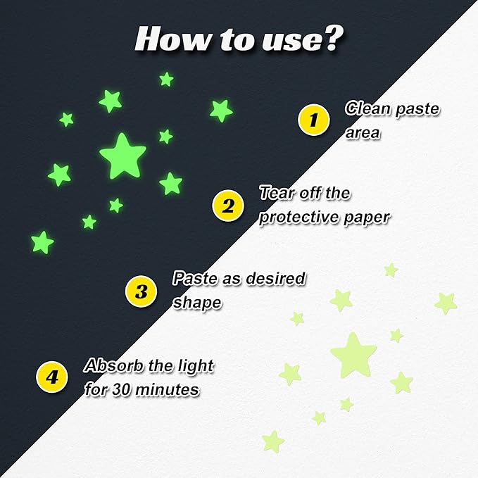 Glow in The Dark Star Stickers 334PCS Wall Stickers Luminous Glow Stars for Ceiling Stars Moon Decor,Bright and Lasting for Kids Bedroom Decals Party and Birthday Decoration,Green