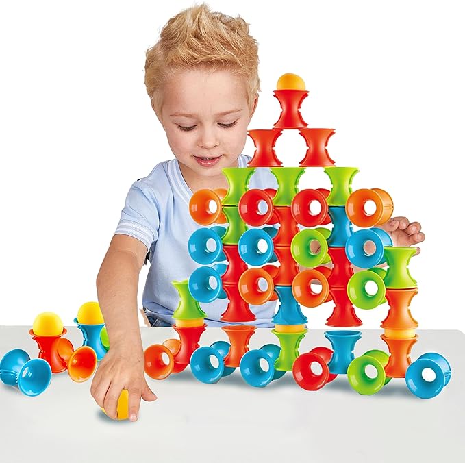 RAINBOW TOYFROG Puzzle Splicing Stacking Circles with Balls - Active Toy for Kids Ages 3+ to Build, Stack, and Toss. Colorful Educational Game for Creative Learning and Social Skills Development