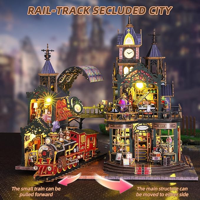 DIY Miniature Dollhouse Kit, Wooden Dollhouse Kit Miniature House Kit with LED Light,Creative Room Idea for Kids/Adults Magic House DIY Kits