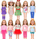 MSYO 10 Sets (20 Pcs) Doll Clothes for 17 - 18 Inch Dolls, Diverse Outfits (Sporty Dress, Floral Dress, Flamingo Swimwear) & Casual Wear, Fashion Dress - Up Set