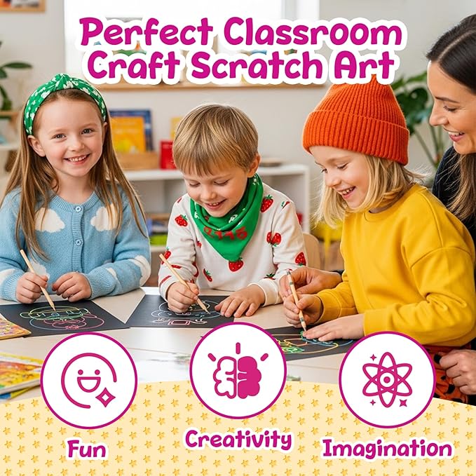 Decojoy Party Favors for Kids 4-8, Scratch Art Birthday Return Gifts, Bulk Rainbow Scratch Paper Notebook 24 Sets Supplies, Cool Craft Kit Goodie Bags Stuffers for Girls Boys School Classroom