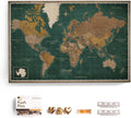 Canvas World Map with Cork Pin Board - English Lettering - Decorative Wall Decoration for All Rooms - Canvas Pictures with World Map Motif (90x60 cm, Pattern 4)