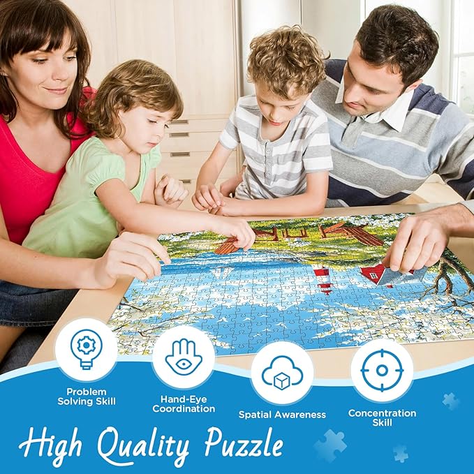 500 Pieces Puzzles for Adults, Relaxing Coastal Lighthouse Jigsaw Puzzles, Premium Seaside Scenic Landscape Wall Art for Home Decor, Challenging Gift for Women & Men 20.5x15 in