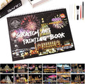 Scratch Art Book for Adults - 12PCS Scratch Painting Foil Art for Adults Scratch City Series Books Foil Engraving Scratch Art Adult Set with 6 Tools