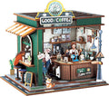 Book Nook Kit - DIY Miniature House Kit for Adults, Dollhouse Booknook Tiny House Bookshelf Decor 3D Wooden Puzzle Street Model, Ideal Gift for Book Lovers, Family, Friends (Coffee Shop)