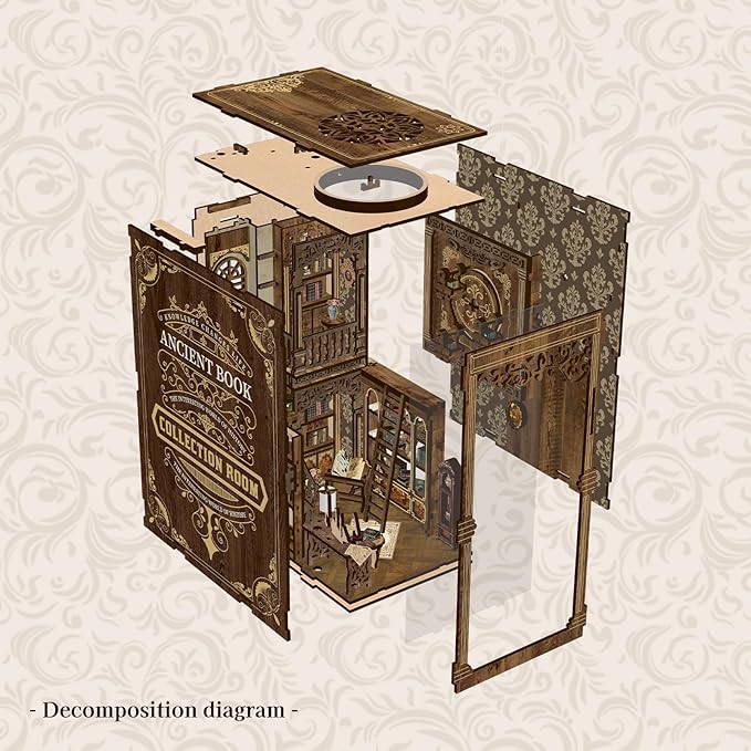 DIY Miniature House Kit, Mini House Building Kit, DIY Book Nook Kit, Tiny Model House for Adults to Build, Beginner 3D Wooden Book Nook, for Family Friends (Book Museum)