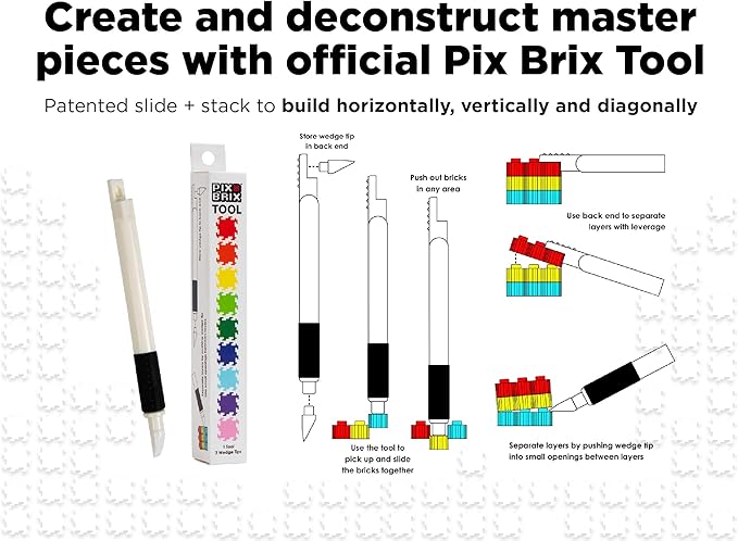 Pix Brix Pixel Art kit Puzzle Bricks - 6,000 Piece Pixel Art Container, 12 Color Medium Palette - Interlocking Building Bricks, Create 2D and 3D Builds Without Water or Glue - Stem Toys, Ages 6 Plus