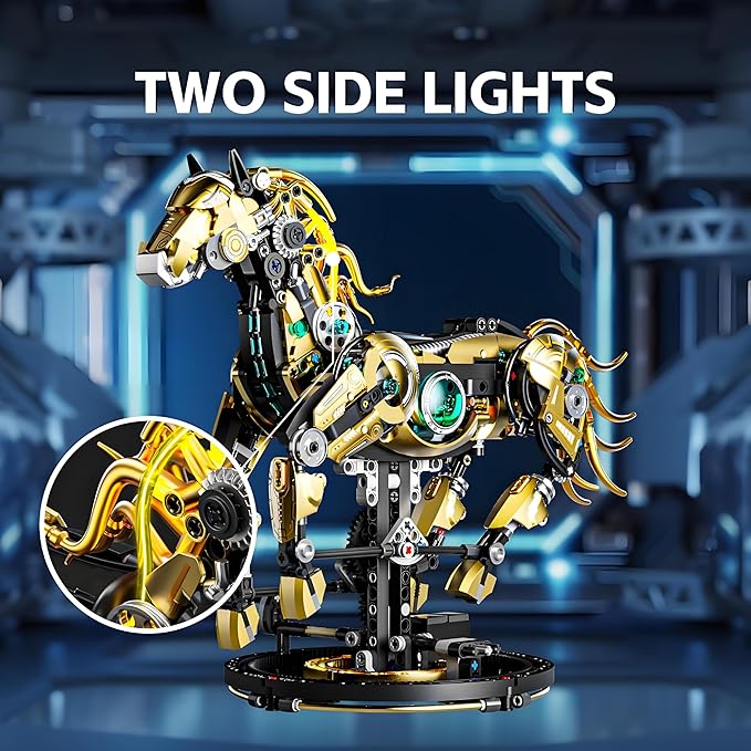 Mechanical Horse Building Block Set Build & Pose with Movable Legs – Engaging DIY Model with Motor Kit for Kids and Teens