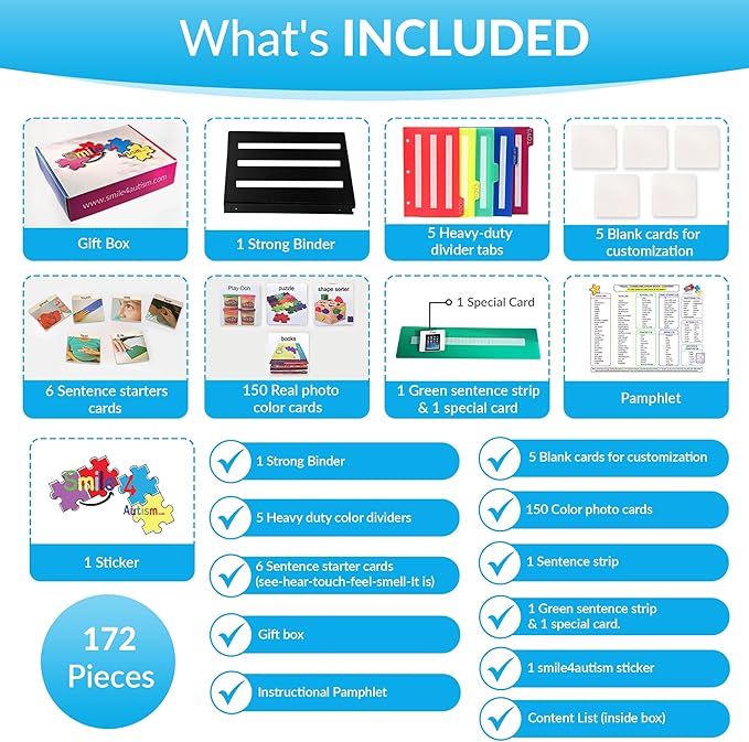 Visual Communication Book,162 ASD Photo Picture Cards: Autism Language Vocabulary, Speech Articulation Therapy, ADHD & Apraxia Learning
