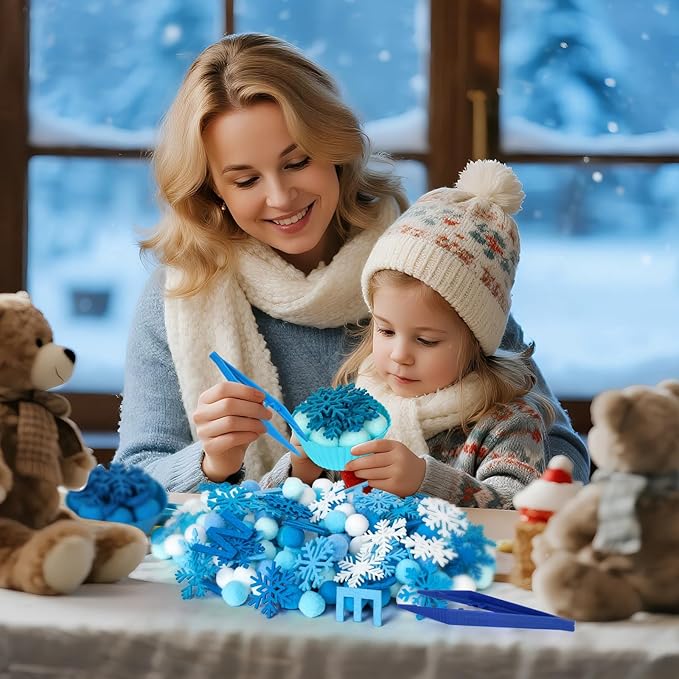 212 Pcs Winter Sensory Bin Items Hello Winter Snowflake Counting Sorting Sensory Bin Filler Fine Motor Toys Snowflake Counts Winter Xmas Counting Toys for Preschool Education Activities