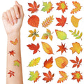 Landhoow 240 Pcs Fall Glitter Temporary Tattoos Fall Leaves Glitter Tattoos Maple Elm Leaves Seasonal Face Temporary Sticker for Autumn Themed Party Body Face Supply