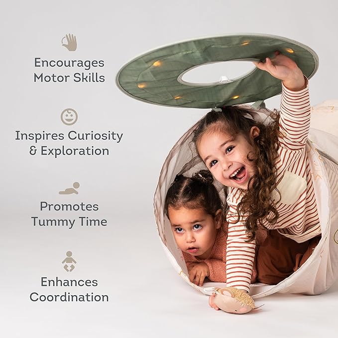 Taf Toys Play Light Tunnel Tent for Toddlers 1-3 - Baby Tunnel with Plush Bear - Engage Senses & Encourage Crawling - Twinkling Lights & Dual Light Modes - Kids Toddler Tunnels Crawl Indoor & Outdoor