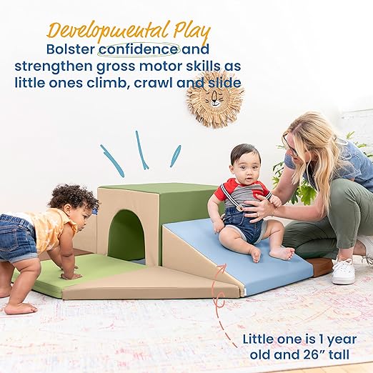 ECR4Kids SoftZone Lincoln Tunnel Climber, Toddler Playset, Earthtone