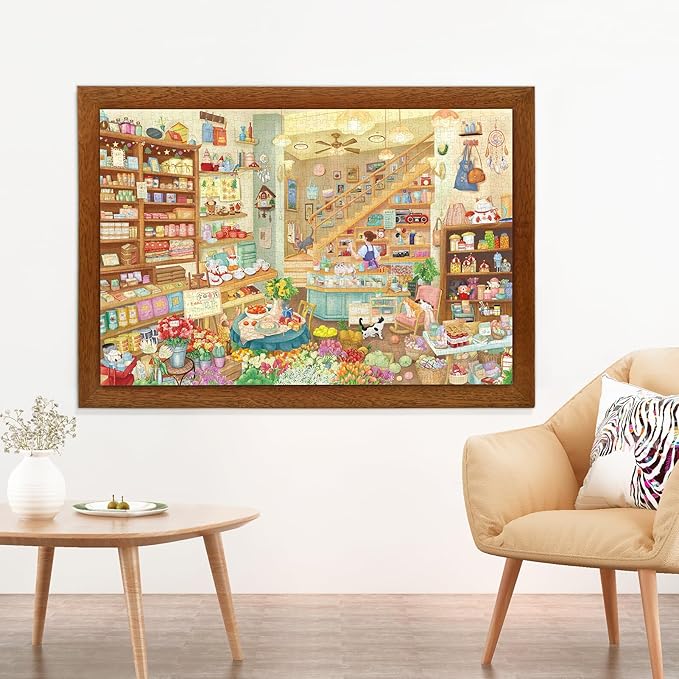 MOMIBOOK Puzzles for Adults 1000 Pieces Jigsaw Puzzles of Carefree Store, Painting Image Grocery Shop Puzzle Difficult Challenging Hard Impossible Puzzle Unique Funny Party Christmas Birthday Gifts