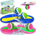 Jalunth Ball Catch Set Game Toss Paddle Beach Toys Back Yard Outdoor Games Pool Backyard Target Throw Sticky Mitt Set Age 3 4 5 6 7 8 9 10 11 12 Years Old Boys Girls Kids Easter Gifts Pink Blue 2 Pack