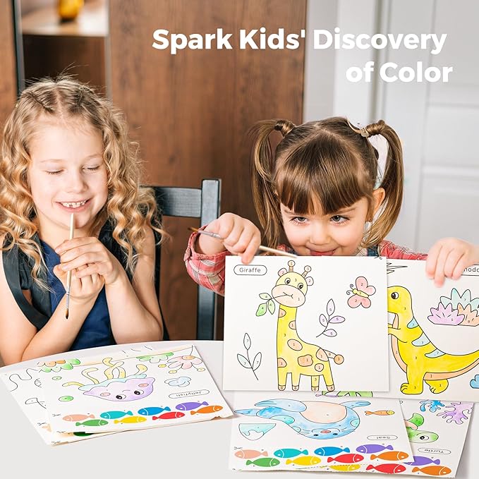 Paint with Water Books for Toddlers, Mess Free Watercolor Painting Activity for Kids Ages 1-3, 2-4, 4-6, Art Craft Coloring Gift with Brush, Airplane Travel Activities for Toddlers, Ocean Animals